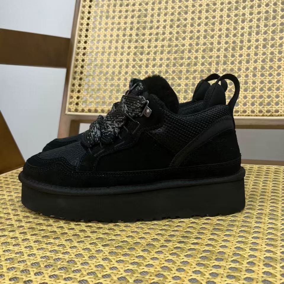 Sangpo nuevo tipo de cordón de suela gruesa, zapatos de algodón de invierno caliente y grueso de cuero real Meier