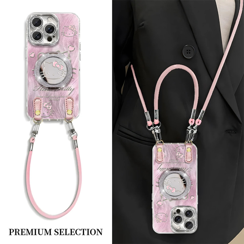Love Kt Cat Diagonal Lanyard Suitable for Apple 16 Mobile Phone Case 13 Cute Cartoon 15 Fulcrum Bracket 14 High-End Love Kt Cat Diagonal Lanyard Suitable for Apple 16 Mobile Phone Case 13 Cute Cartoon 15 Fulcrum Bracket 14 High-End