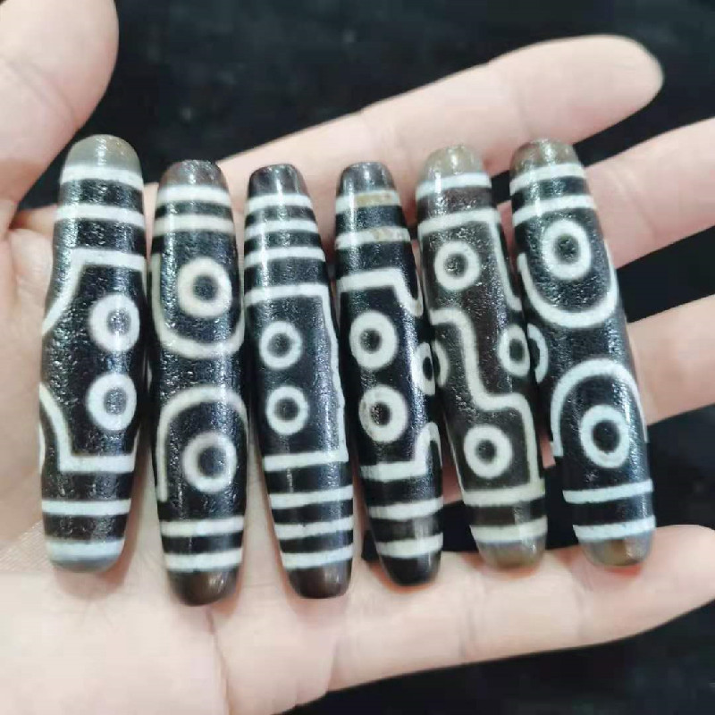 Nephrite Agate Sky Pearl Necklace Pendant Wholesale Old Tibetan Nine-Eyed Pearl Agate Nephrite Agate Bracelet Weathered Patina