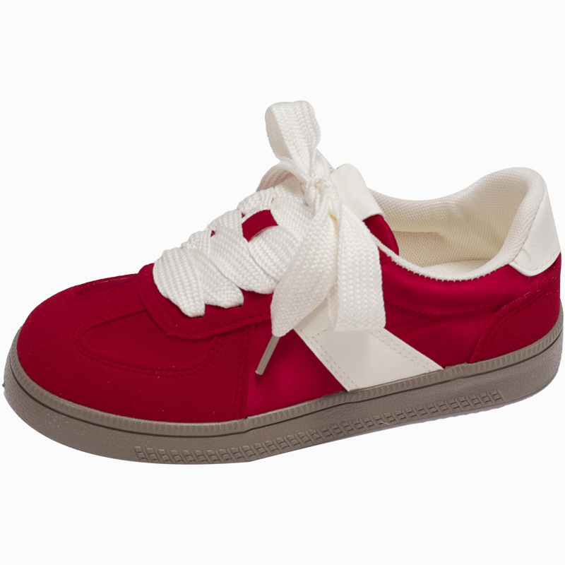 Zapatos rojos de entrenamiento alemán para mujer 2025 nuevo clásico nicho retro primavera y verano ocio deportes punta redonda plataforma transpirable zapatillas