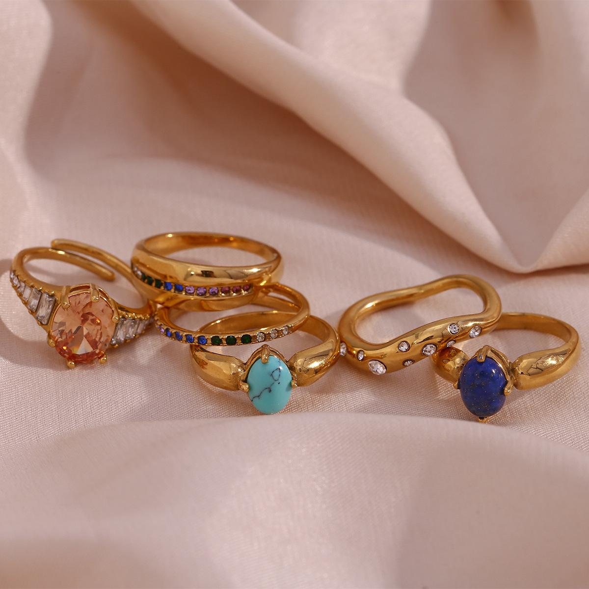 10g Weight Rings Classification 6, 7, 8 Ring Size 1 Piece Quantity Daily Occasion 304 Stainless Steel Material Geometric, Oval Pattern Women's Gender Elegant Style Wholesale Jewelry Elegant Geometric Oval 304 Stainless Steel Rings 3
