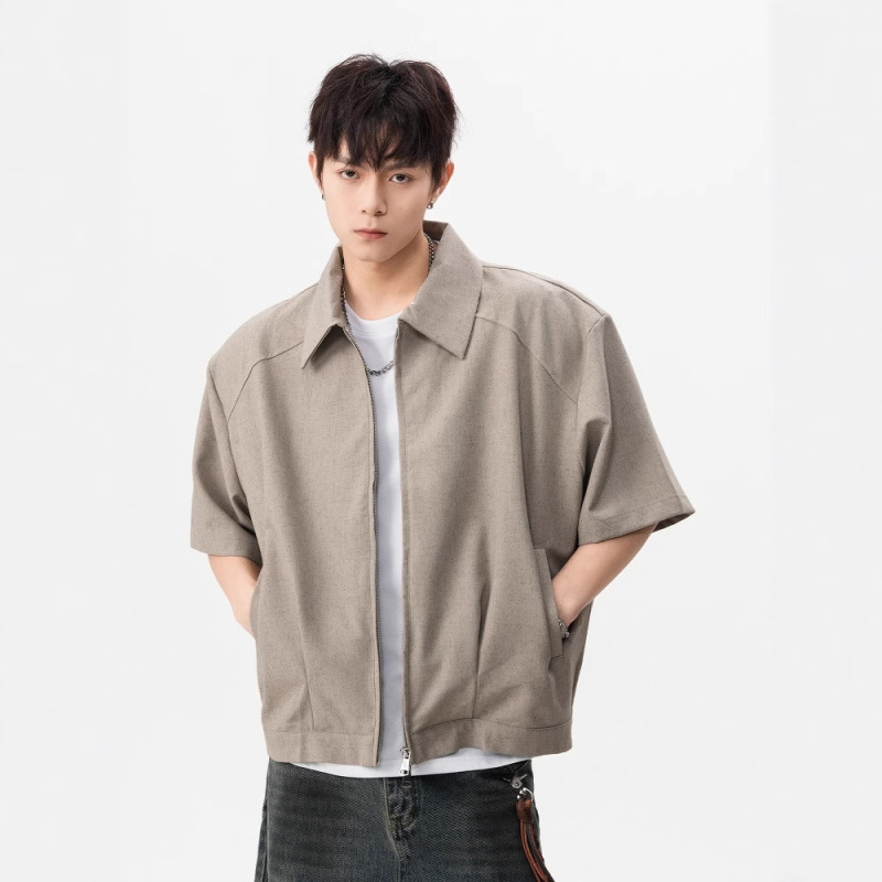 American Style Shape Shoulder Pad Short-sleeved Jacket Men's Summer New cleanfit High-end Sense Jacket Casual Half-sleeved Jacket