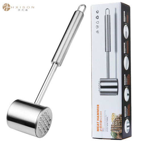 Amazon 304 stainless steel meat hammer home kitchen tool meat tenderizer, double-sided meat hammer for lamb chop and steak
