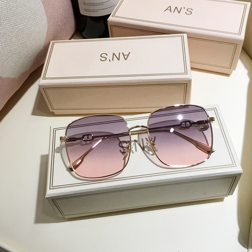 New Square Big Face Slimning Sunglasses  New Model Sunglasses Korean Version Ins Round Face Brown Women Sunglasses