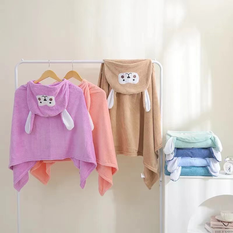 Children's bath towel coral fleece baby baby quick-drying hooded cape bathrobe beach cartoon hooded children's bath towel Children's bath towel coral fleece baby baby quick-drying hooded cape bathrobe beach cartoon hooded children's bath towel