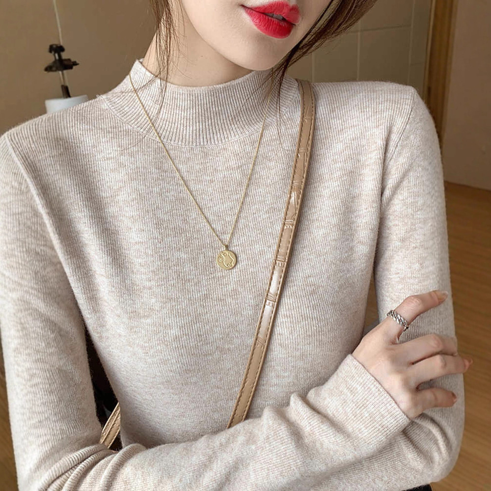 爆款针织衫女新款加厚半高领打底衫秋冬百搭洋气长袖内搭修身上衣