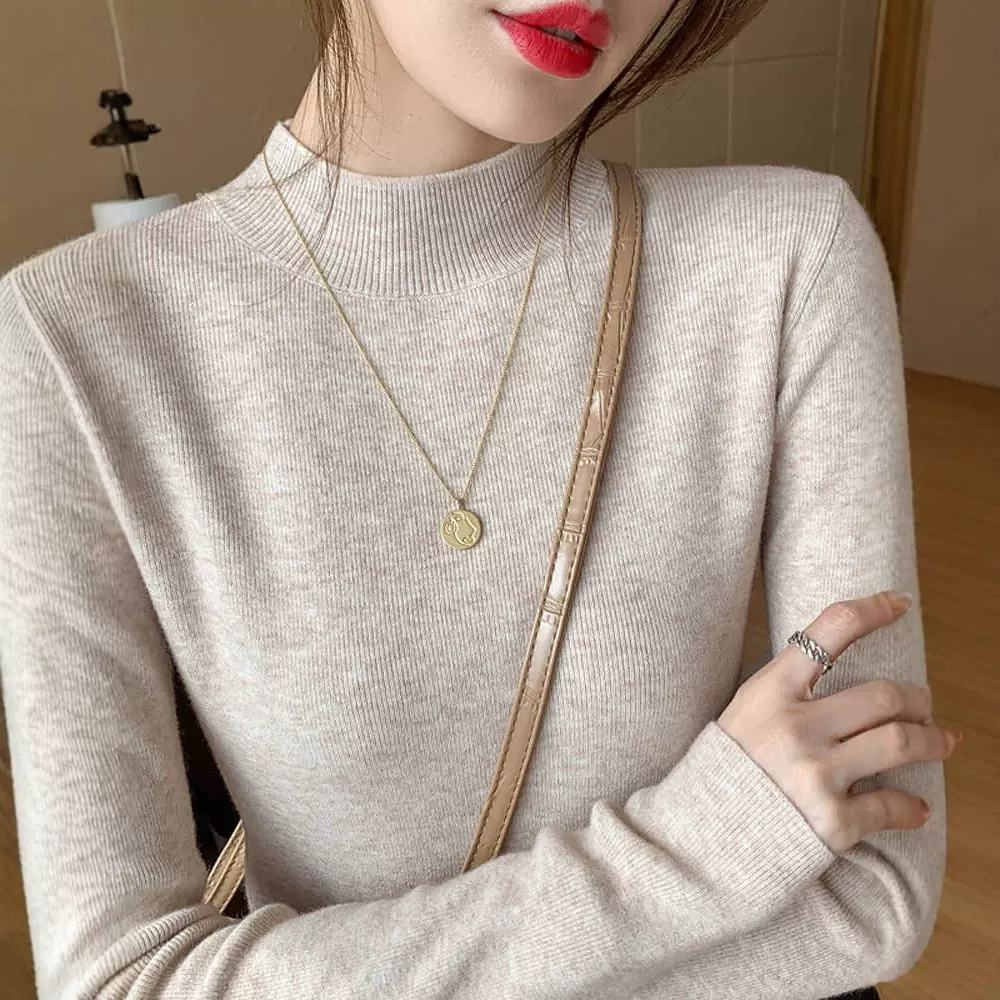 爆款针织衫女新款加厚半高领打底衫秋冬百搭洋气长袖内搭修身上衣