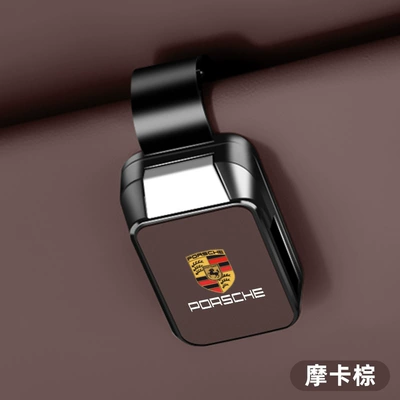 Clip Panamera Panamera 911 – Car Glasses Clip/Bill Clip - porsche-glasses-clip-y001-leather-style-mocha-brown