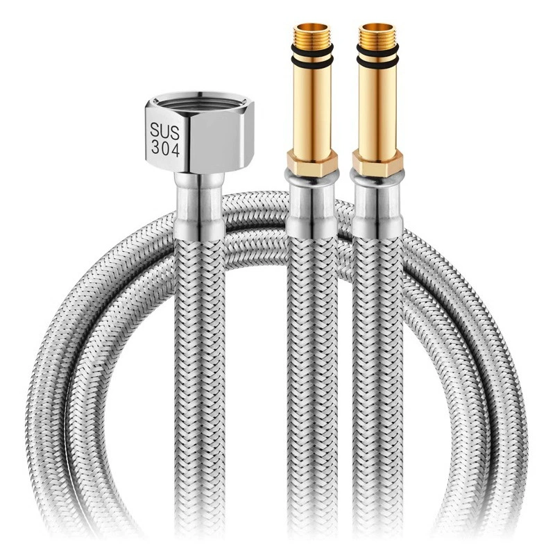304 stainless steel braided pipe faucet vegetable basin water inlet pipe pointed hose accessories explosion-proof hot and cold water pipe