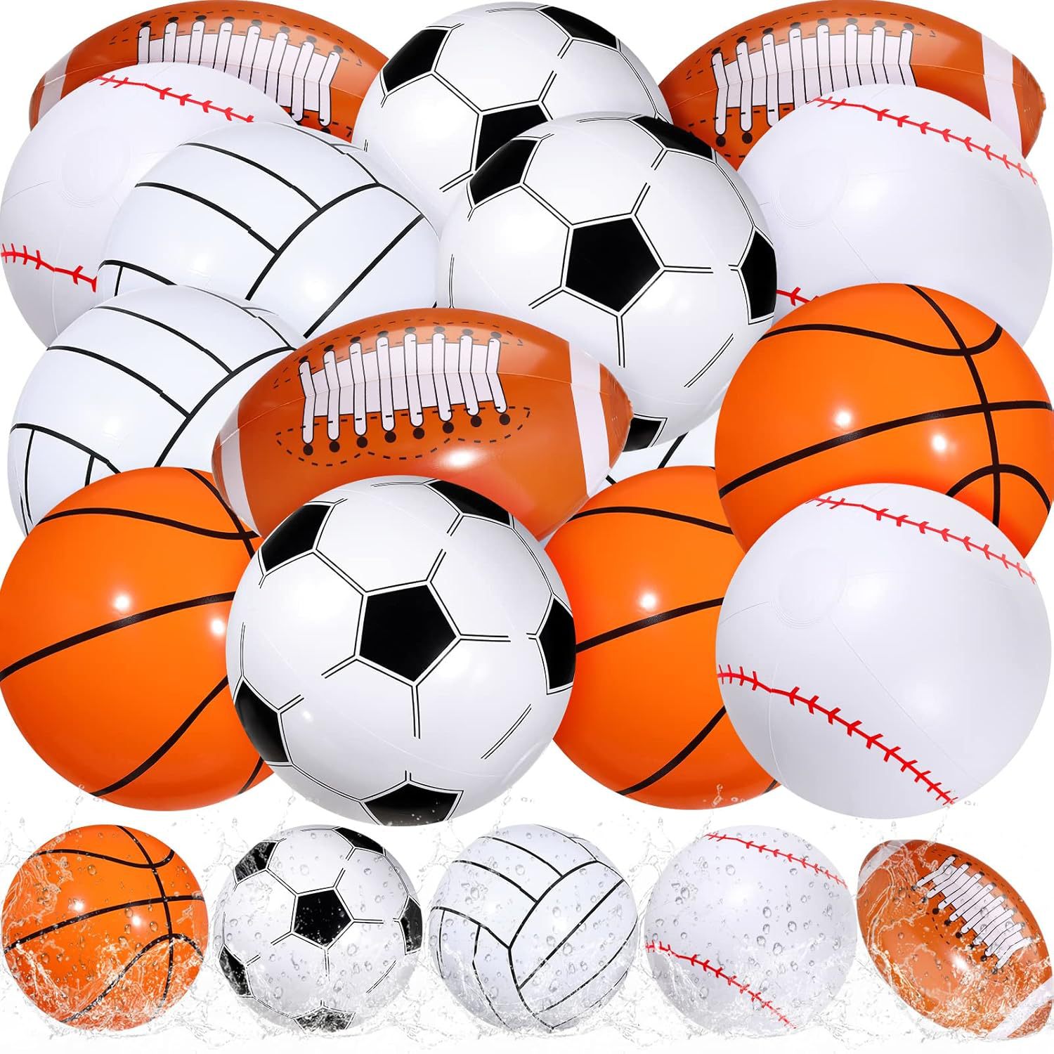 Amazon Hot Selling 16inch Inflatable Football Baseball Basketball Rugby Parent-Child Game Toy Ball Beach Ball