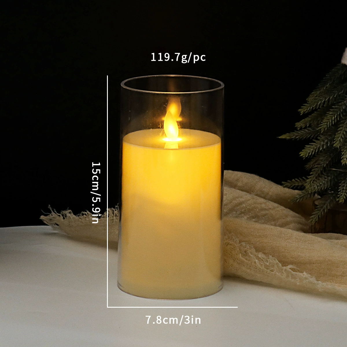 LED-свеча (Jiaye) бездымная мерцающая, пульт управления и батарейные модели, различные размеры 5.5–7.5×10–25 см