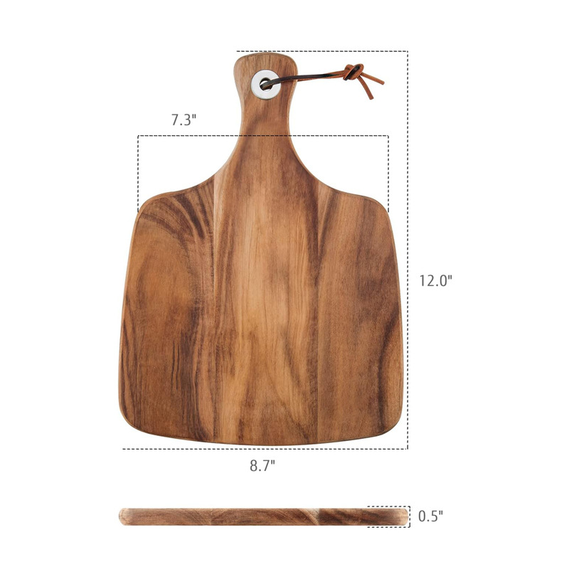 Tabla de cortar de madera tabla de cortar del hogar con mango Filete Tablero de pizza tabla de cortar multifuncional bandeja de desayuno de frutas y verduras
