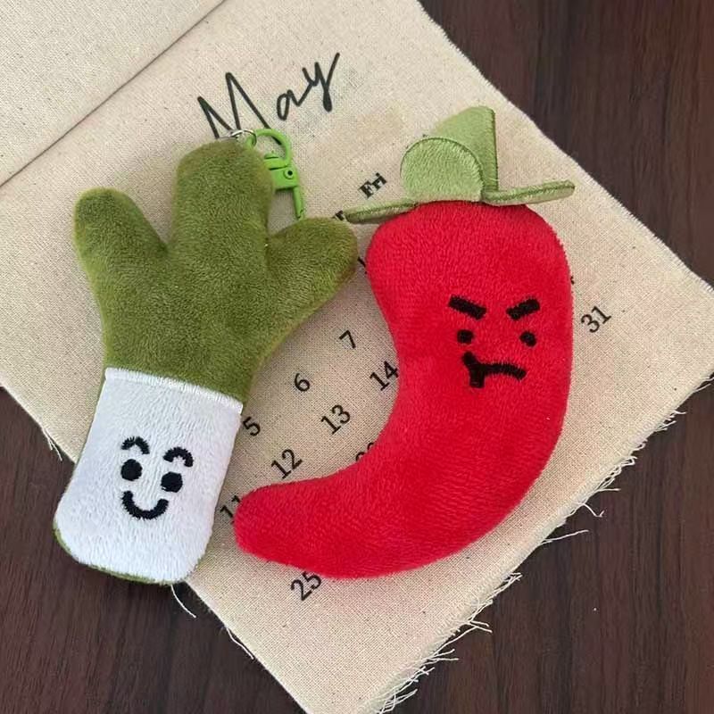创意趣味仿真生姜姜蒜辣椒钥匙扣调味挂件ins毛绒公仔情侣|undefined