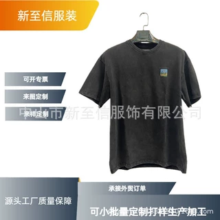 定制美式水洗做旧短袖t恤跨境炒雪花美码潮牌亚马逊爆款男女t恤印