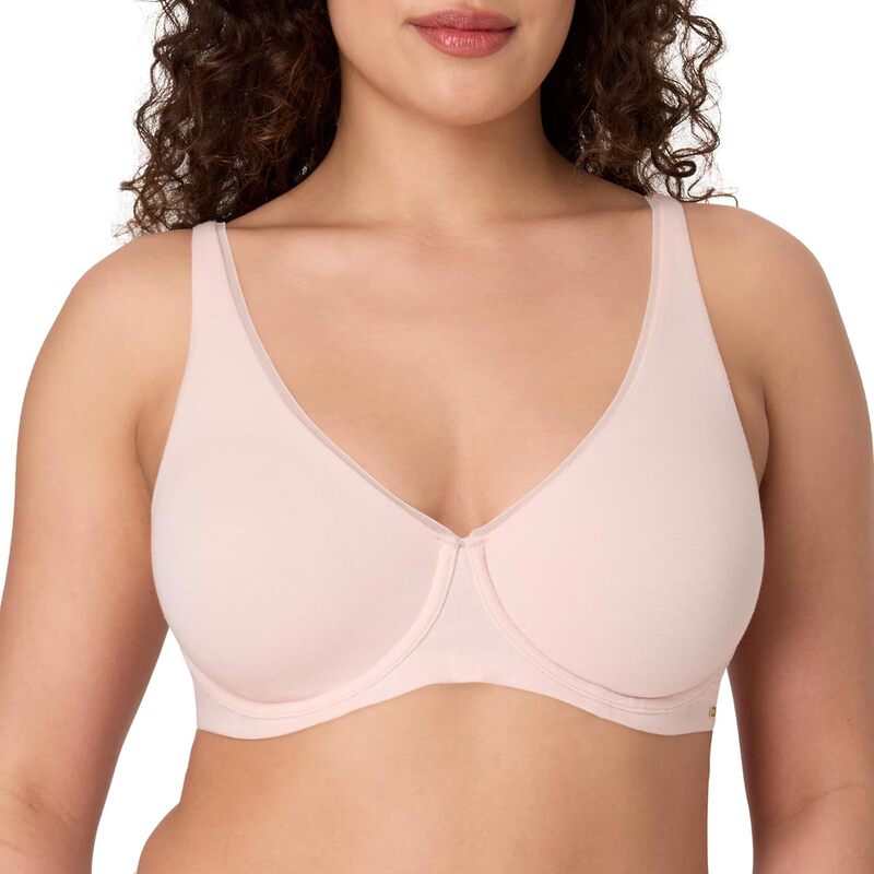 Bali Women's Underwire Bra, Cotton Series 2-Layer Underwire Bra, Moisture-Wicking, Full Coverage, Convertible