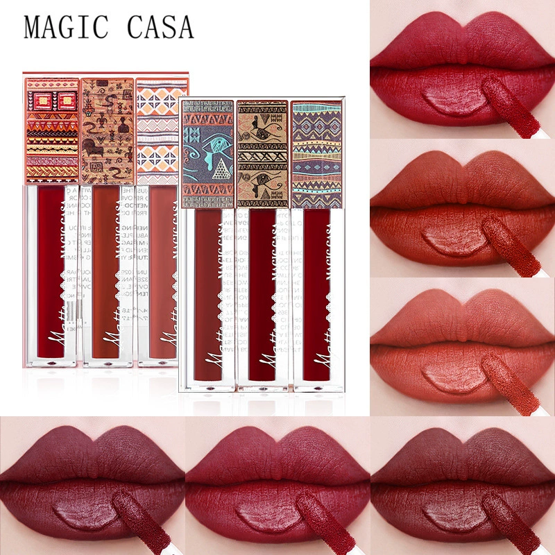 MAGIC CASA Matte lip gloss, lipstick, square tube, 3D, long-term effect