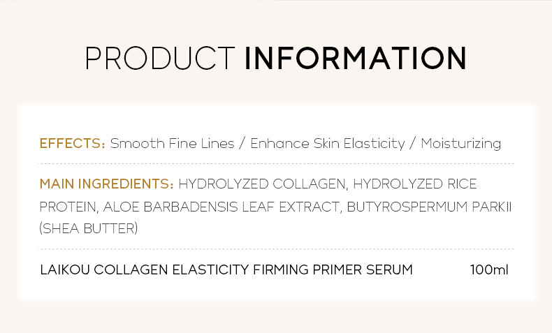 Cross-border LAIKOU Collagen Primer 100ml Hydrating and moisturizing skin care product manufacturer one-piece consignment undefined