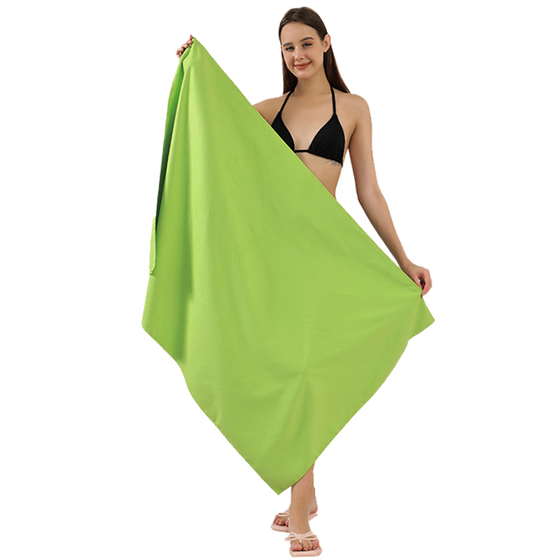 Procesamiento transfronterizo personalizado fibra ultrafina de doble cara veludo absorción de agua secado rápido natación fitness toalla de playa portátil