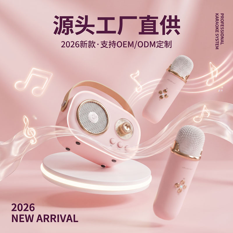 式K歌音箱家用户外小型蓝牙话筒一体便携音响带炫彩灯蓝牙音箱