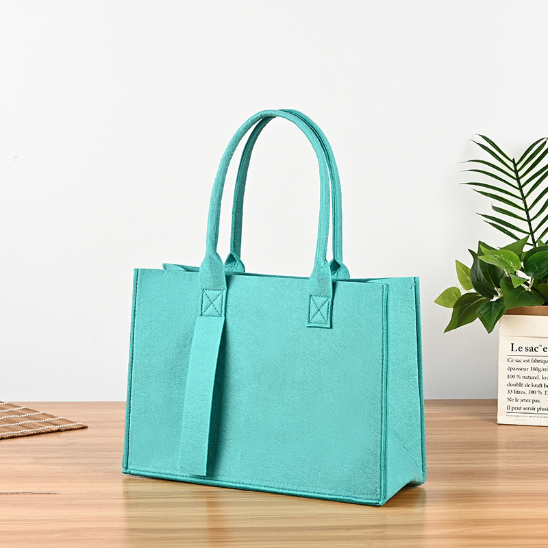 Square Shape Women's Streetwear Color Block Solid Color Felt Shopping Bags