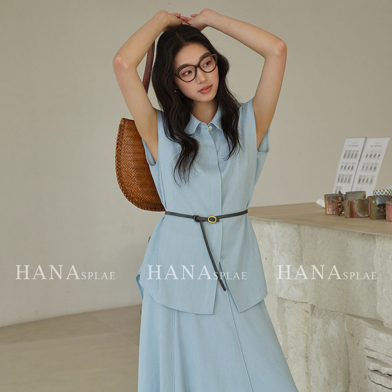 [No Returns or Exchanges] Sleeveless Shirt for Women, New Summer Designer Style, High-Intelligence Look, Waist-Cinching Casual Shirt H17579