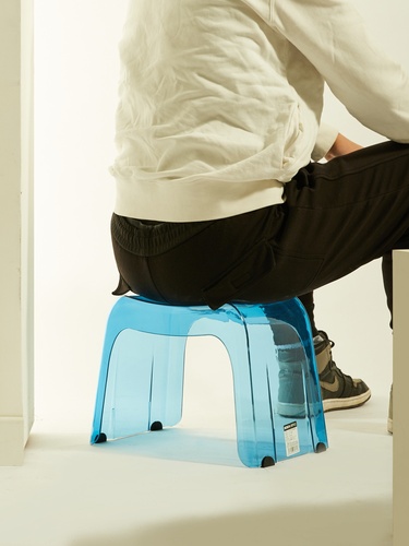Crystal transparent plastic bathroom small stool children adult household multi-purpose small step stool thick anti-slip ginger tea