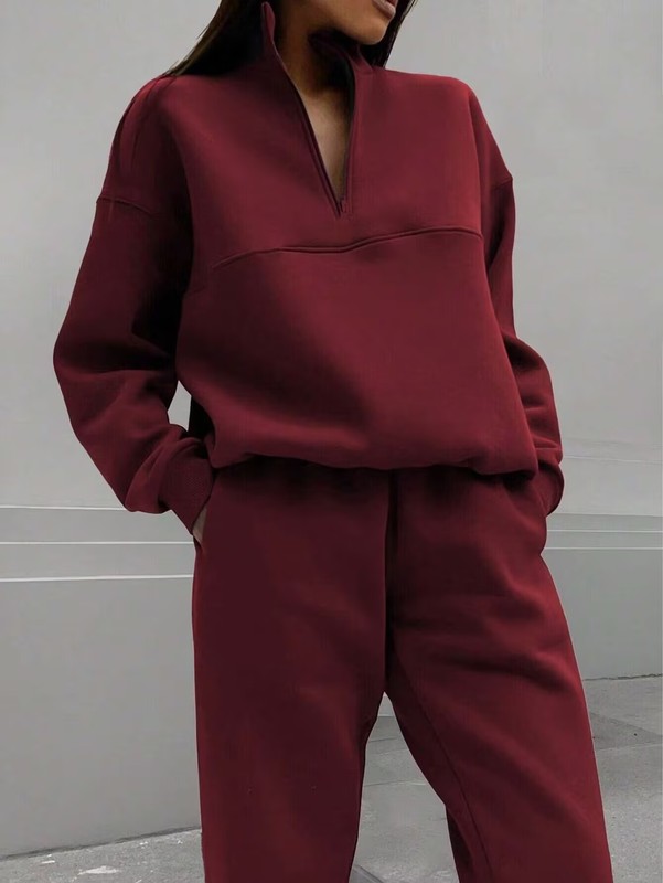 2025 ヨーロッパとアメリカの新しい服アマゾン多用途カジュアルファッション厚みのある長袖スウェットシャツとズボンのツーピーススーツ|undefined