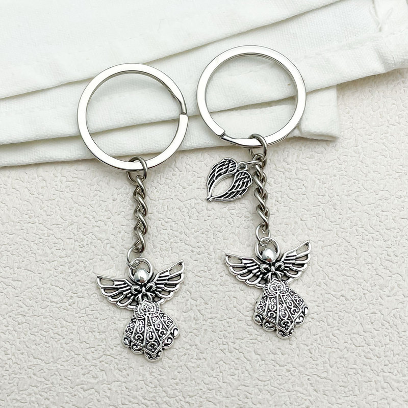 Cross-border Hot Guardian Angel Key Chain Pendant Charm Wings Key Ring Pendant Party Decoration Supplies Foreign Trade