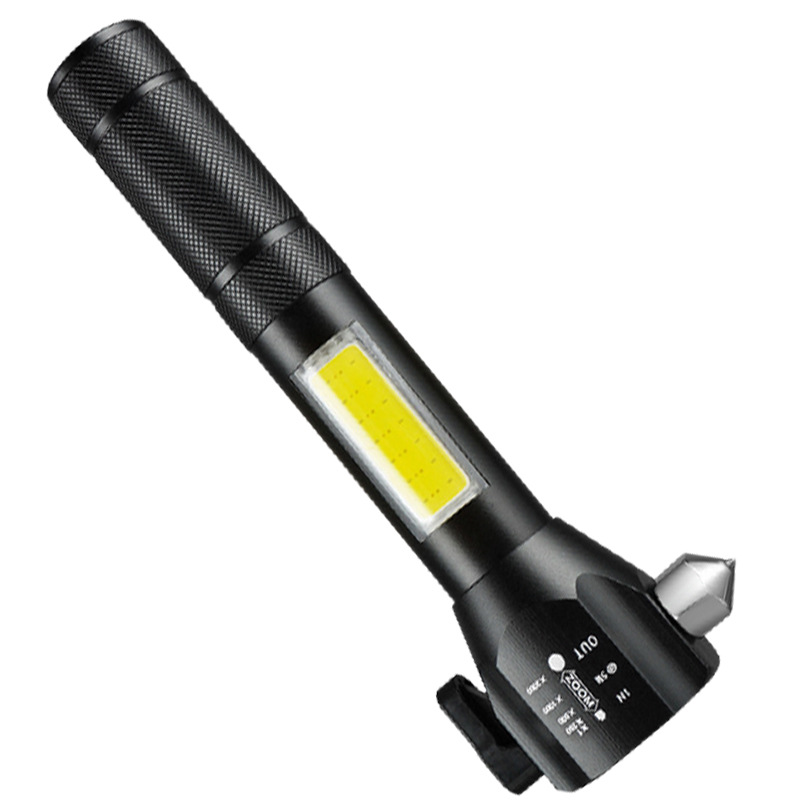 Lintera de martillo de seguridad multifuncional T6 zoom luz roja de advertencia martillo de ventanas montado en automóviles de defensa de luces de iluminación de emergencia