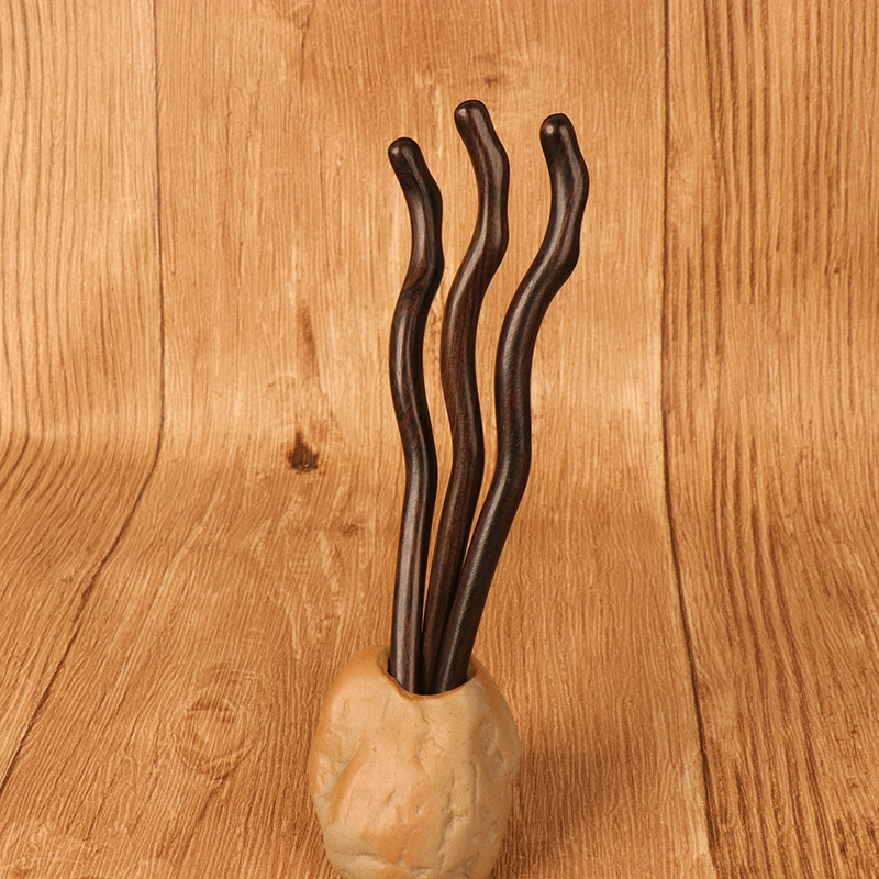 Ebony Hairpin Violet Sandalwood Hairpin Tianzhi Ancient Chinese Clothing Headwear Hair Stretch Modern Simple Dish Hair
