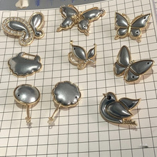 纤纤宋锦材料diy蝴蝶云朵胸针配件金属合金首饰底胚
