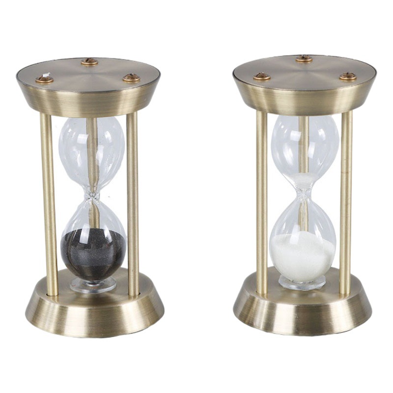 Suministro Directo de fábrica al por mayor reloj de arena de hardware creativo muebles decoración negro arena blanca clásico Reloj de Arena Temporizador