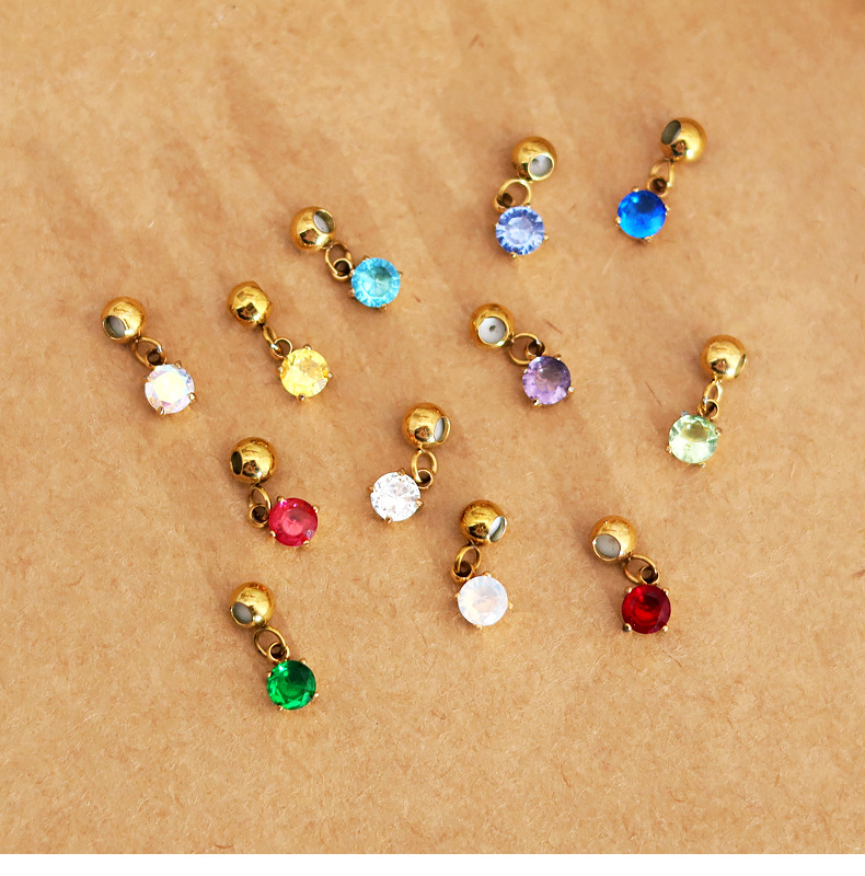 Artificial Diamond Inlay Material 1 Piece 4*4*3mm 304 Stainless Steel Artificial Diamond Real Gold Plated Constellation Pendant Chain DIY Jewelry Accessories