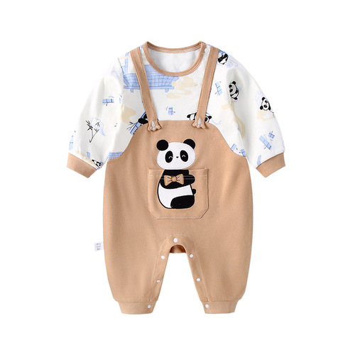Spring and Autumn baby jumpsuits, spring newborn baby clothes, female baby clothes, baby boy long-sleeved crawl suits, children's clothing wholesale