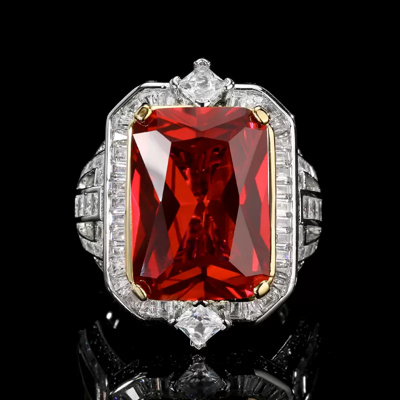 2025庄生生珠宝铜底镀金复古时尚仿真刚玉方形戒指女主石13*18