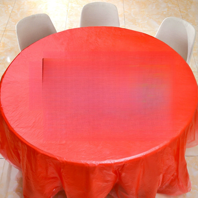 Disposable tablecloth cloth cloth round table plastic cloth thin film wedding tablecloth thick wine mats red waterproof table 萩