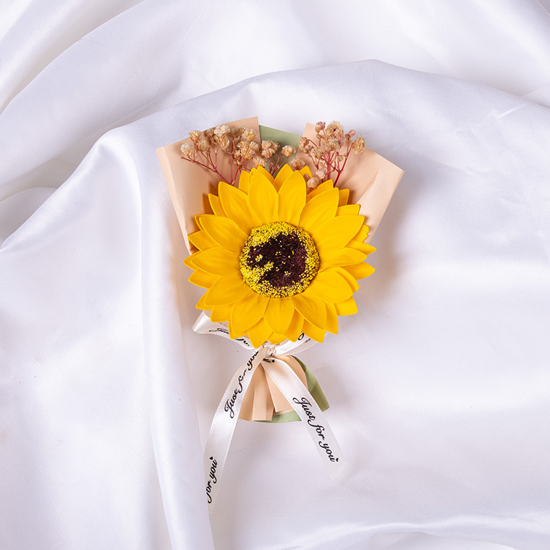 卒業シーズン 母の日 ひまわりの小花束 手作りミニ石鹸花 永遠の花 ギフト DIY お土産|undefined