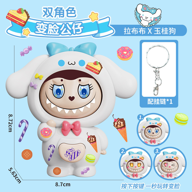 跨境爆款拉布布变脸公仔儿童潮玩摆件娃娃钥匙扣挂件解压玩具批发|undefined