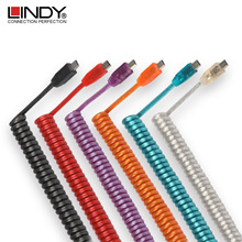 LINDY线USB2.0 A公对Mini-B micro USB螺旋数据线 机械键盘客制化