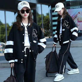 女童年服秋装儿童套装新款洋气秋冬中大童女装初中生运动服岁
