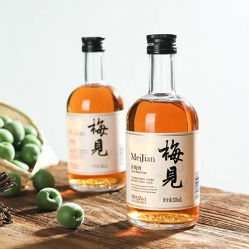 批发330ml梅见玻璃酒瓶丝口透明果酒瓶空瓶青梅杨梅酒瓶保健酒瓶