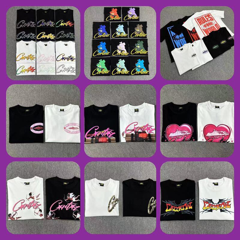 Collection Link Cross-Border American Trendy Hip-Hop Grenade Logo Pattern Letter Short-Sleeved T-Shirt for Men and Women