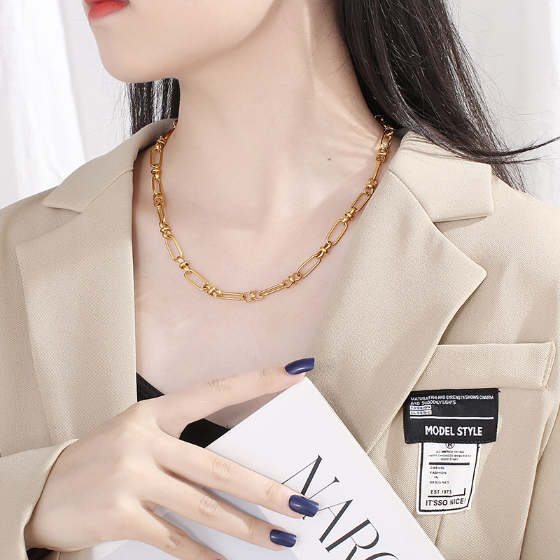 Daily Occasion Titanium Steel Material Simple Style Solid Color Titanium Steel Plating Necklace 1 Piece