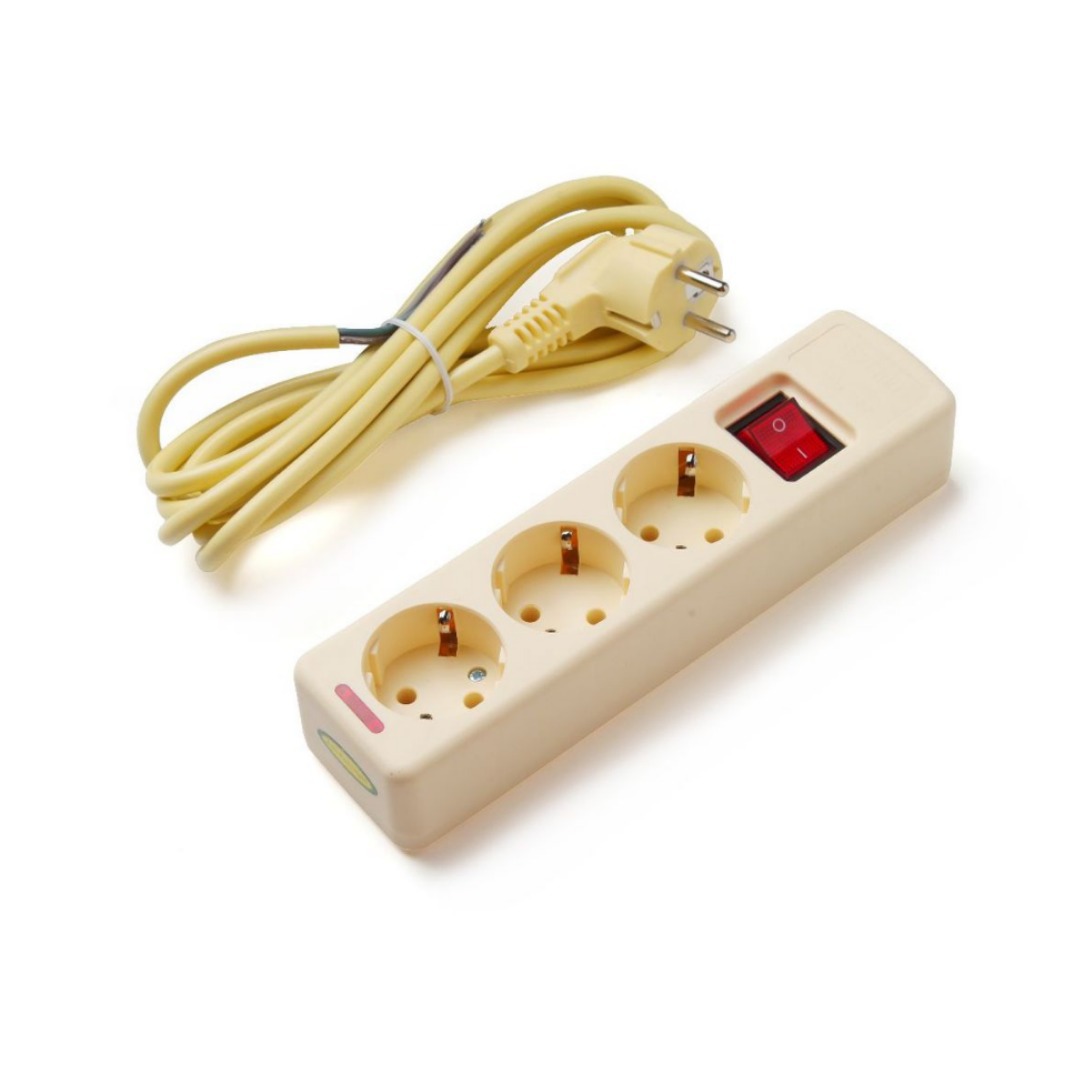 【厂家供应】欧式三位接地 带电源延长线多位开关插座