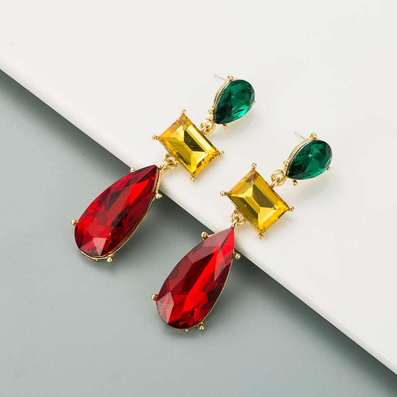 Diamond Design Fashion Geometric Diamond Alloy Artificial Gemstones Earrings