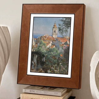 复古欧洲小镇风景油画装饰画酒店民宿玄关挂画壁画实木框画芯批发
