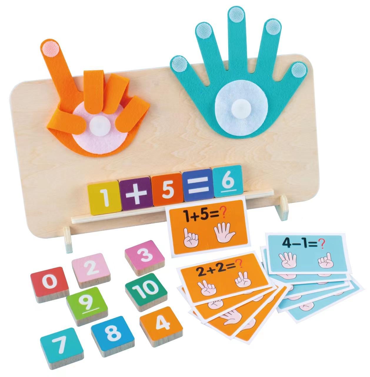 Rompecabezas suma y resta Solitario Cognition Cuatro en uno Domino Madera Nuevo tiempo de cálculo de palabras en inglés para niños