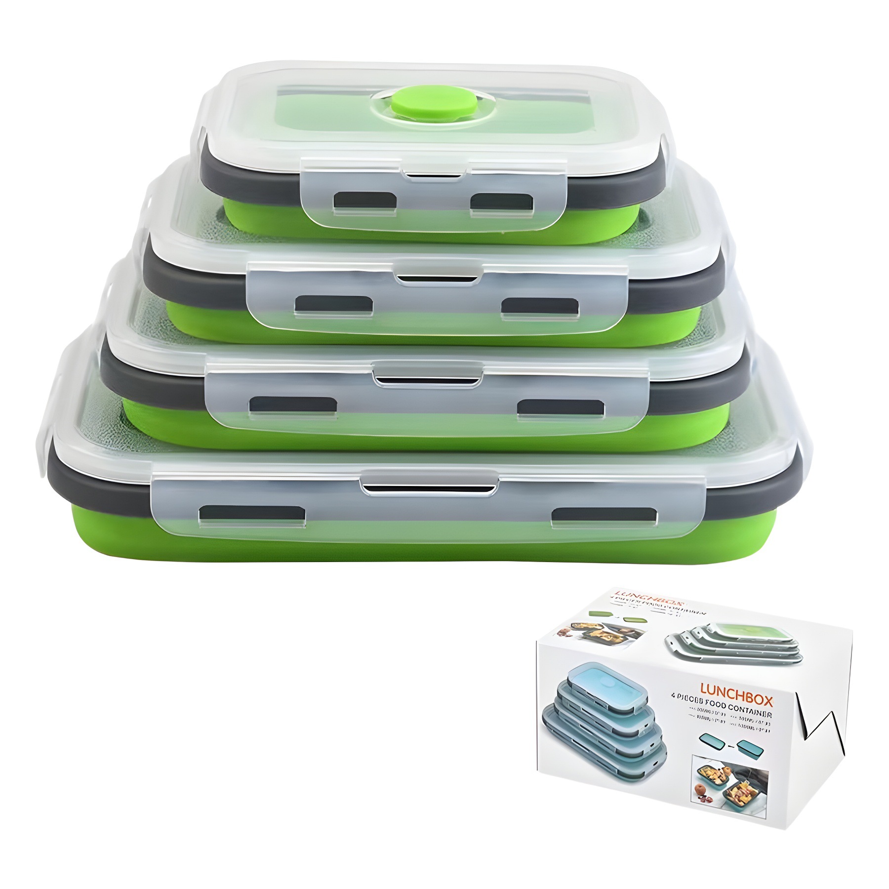 Caja de almuerzo plegable de silicona viaje portátil caja de picnic caja de comida caja de almuerzo de microondas casera caja de silicona