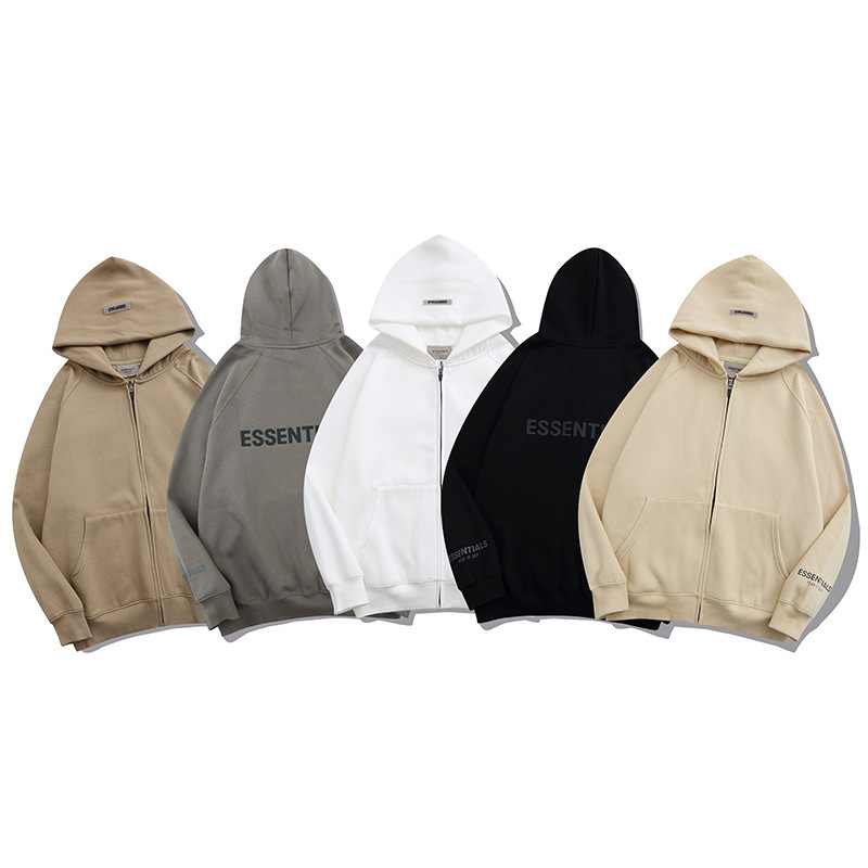 FEAR OF GOD ESSENTIALS FOG New Reflective Zipper Sweater Men's and Women's Hooded Cardigan