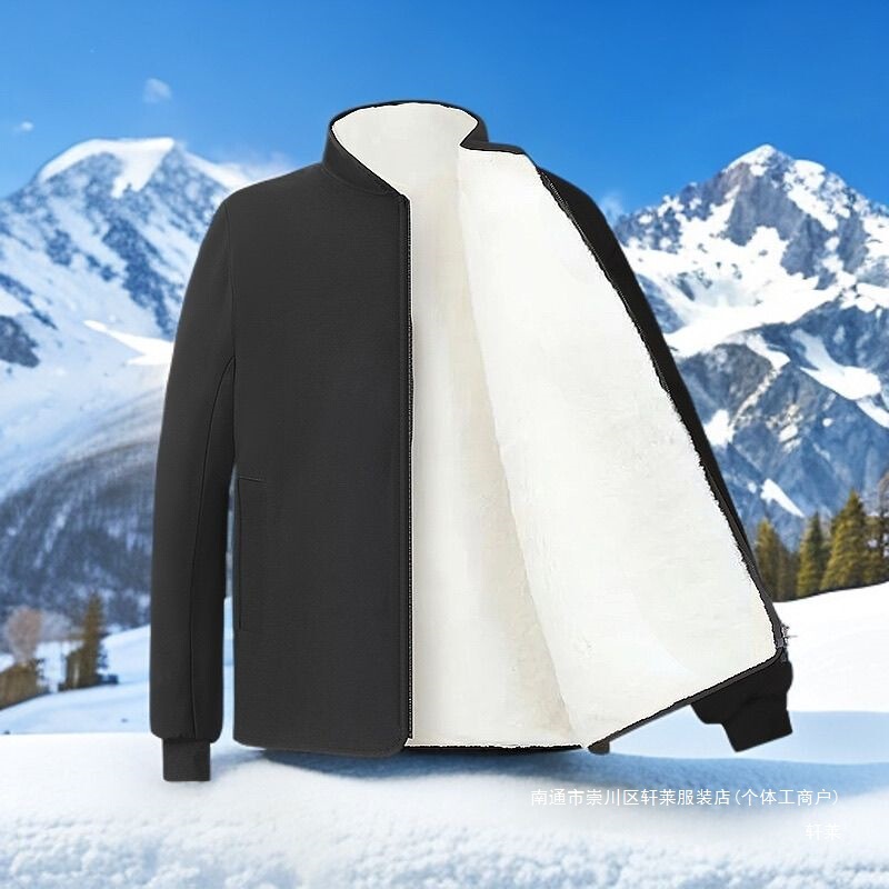 Middle-aged and elderly winter stand-collar cold-proof warm thick cotton jacket for men and women with faux fur lining, popular Zhongshan-style coat Middle-aged and elderly winter stand-collar cold-proof warm thick cotton jacket for men and women with faux fur lining, popular Zhongshan-style coat